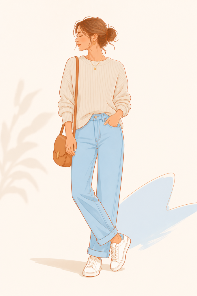 look casual chic en bleu glacier